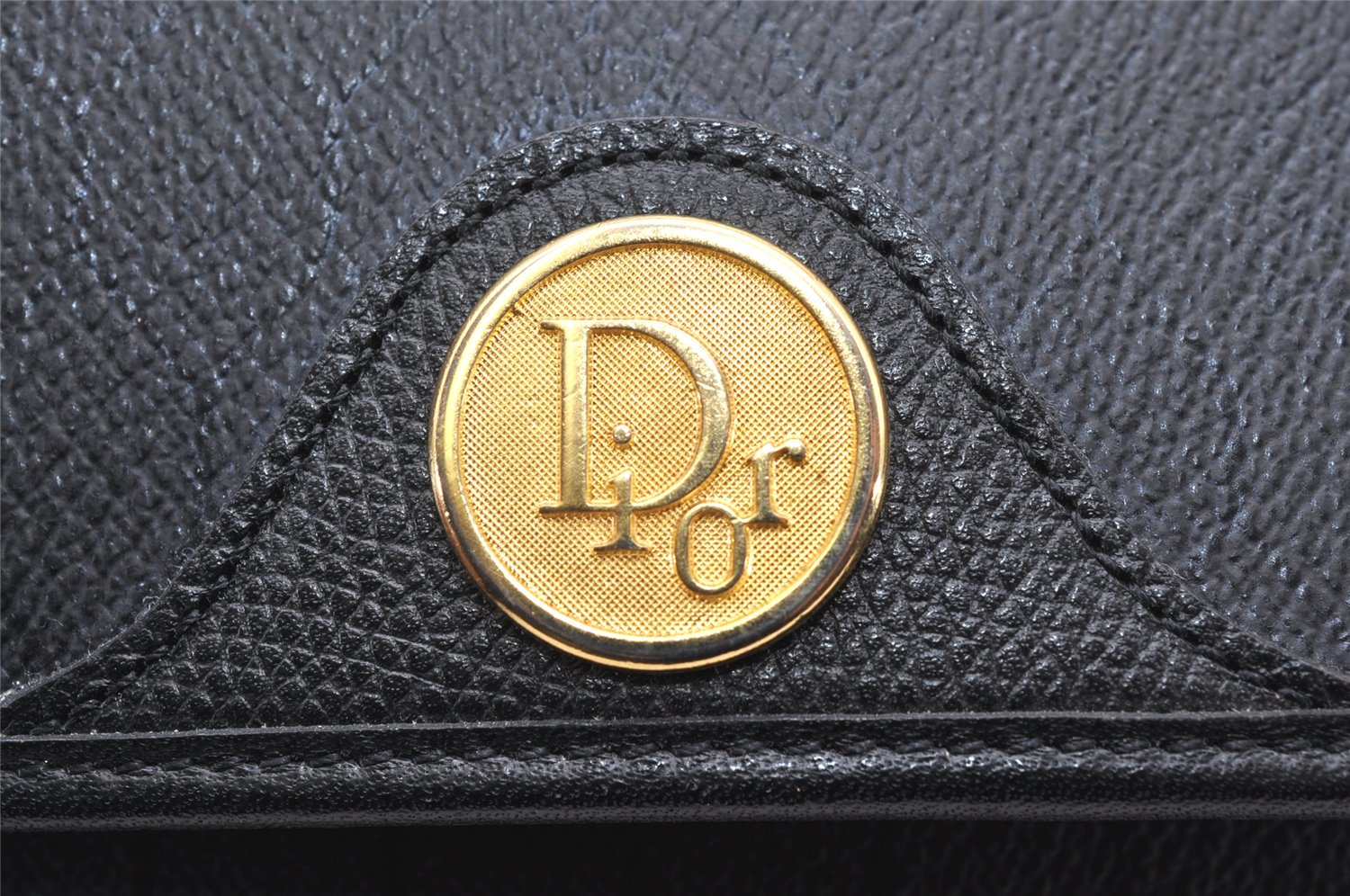 Authentic Christian Dior Honeycomb Shoulder Cross Bag PVC Leather Black 4167K
