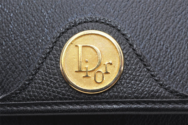Authentic Christian Dior Honeycomb Shoulder Cross Bag PVC Leather Black 4167K