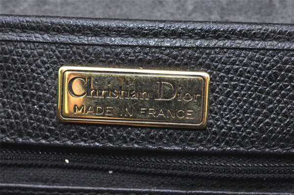 Authentic Christian Dior Honeycomb Shoulder Cross Bag PVC Leather Black 4167K