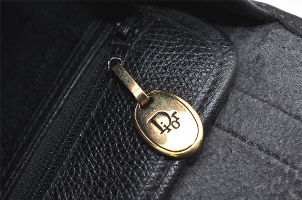 Authentic Christian Dior Honeycomb Shoulder Cross Bag PVC Leather Black 4167K