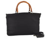 Authentic GUCCI Bamboo 2Way Shoulder Tote Bag Nylon Leather Black 4168K