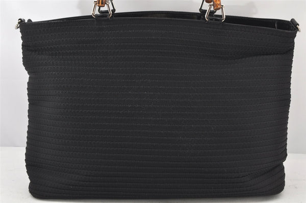 Authentic GUCCI Bamboo 2Way Shoulder Tote Bag Nylon Leather Black 4168K