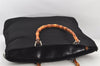 Authentic GUCCI Bamboo 2Way Shoulder Tote Bag Nylon Leather Black 4168K