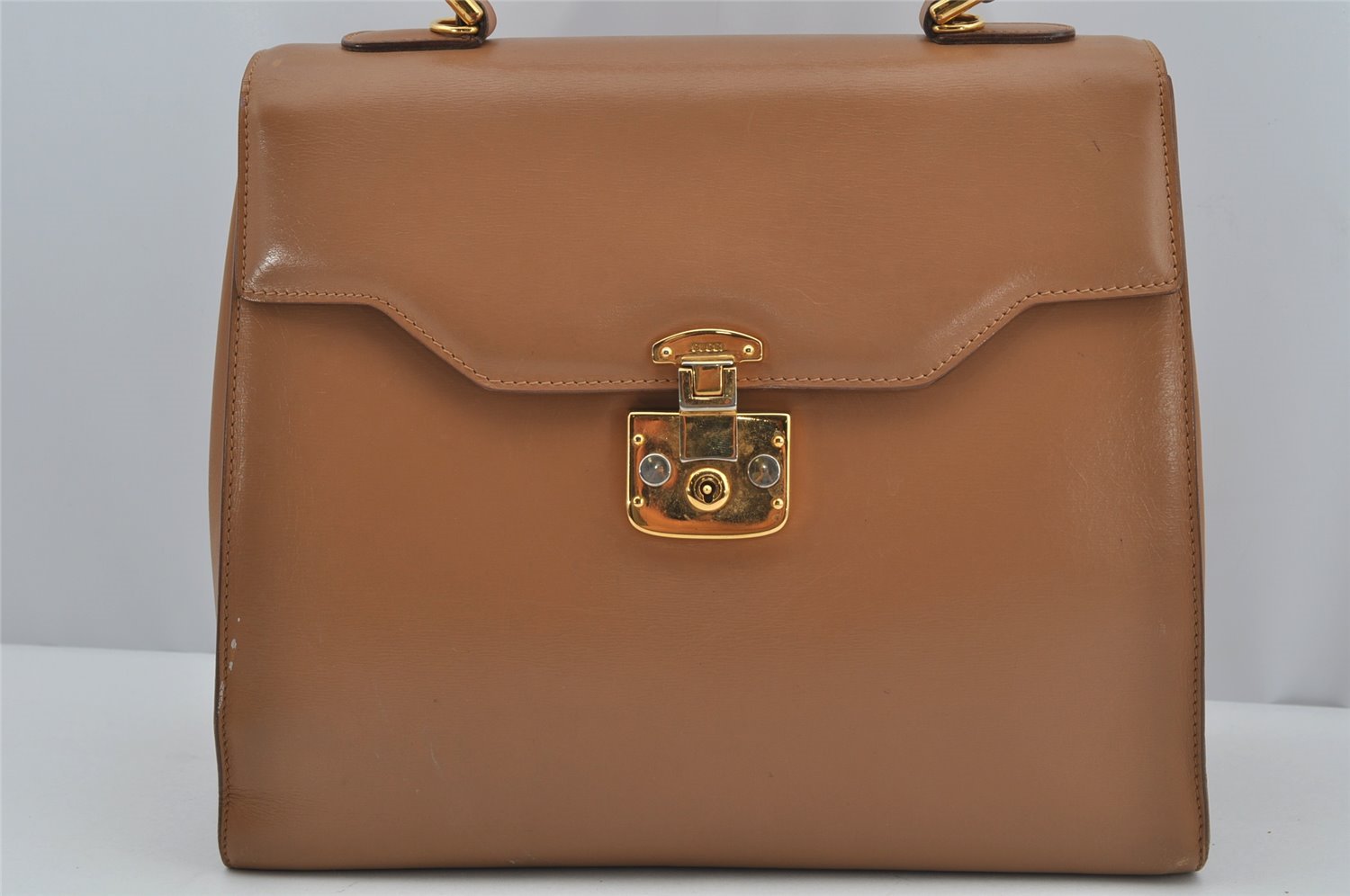 Authentic GUCCI Vintage 2Way Shoulder Hand Bag Purse Leather Beige 4169J