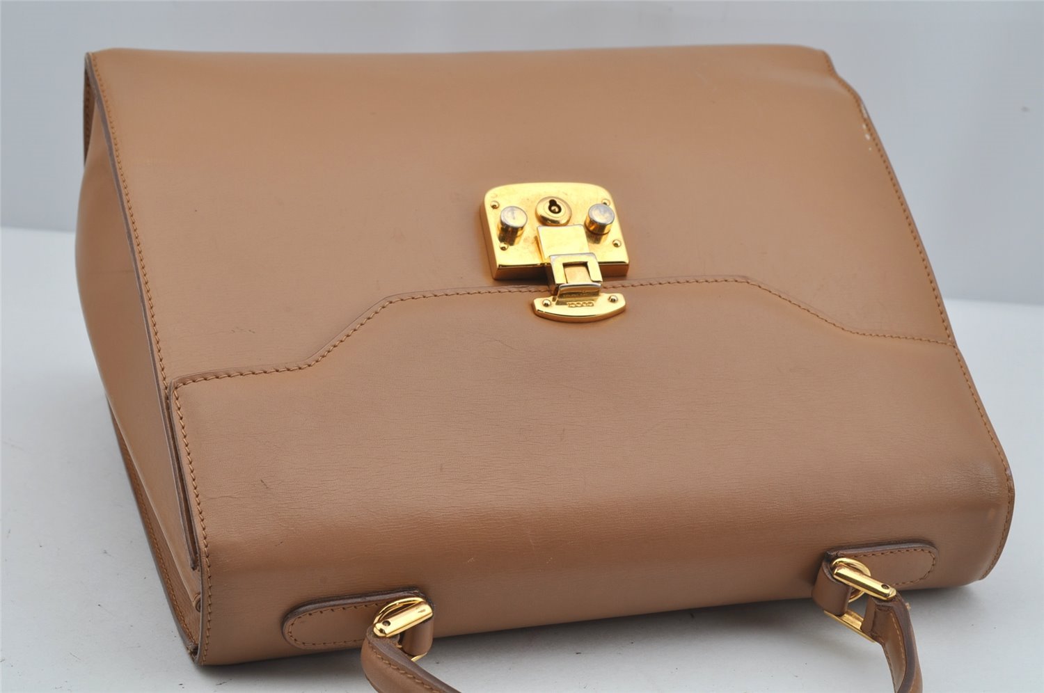 Authentic GUCCI Vintage 2Way Shoulder Hand Bag Purse Leather Beige 4169J