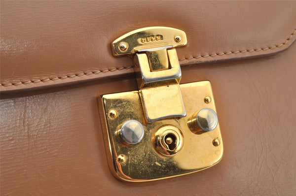 Authentic GUCCI Vintage 2Way Shoulder Hand Bag Purse Leather Beige 4169J