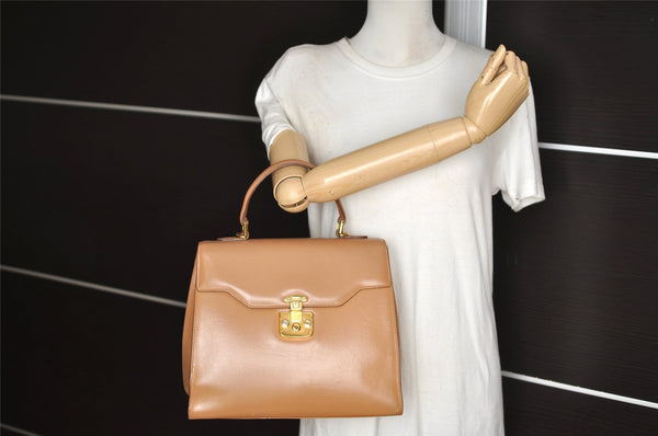 Authentic GUCCI Vintage 2Way Shoulder Hand Bag Purse Leather Beige 4169J