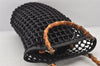 Authentic GUCCI Bamboo Hand Drawstring Bag Leather Suede Black Junk 4169K