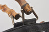 Authentic GUCCI Bamboo Hand Drawstring Bag Leather Suede Black Junk 4169K