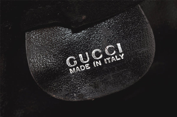 Authentic GUCCI Bamboo Hand Drawstring Bag Leather Suede Black Junk 4169K