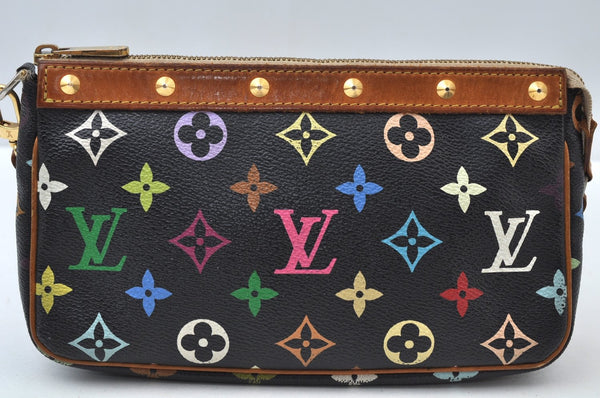 Auth Louis Vuitton Monogram Multicolor Pochette Accessoires Pouch Black 4170H