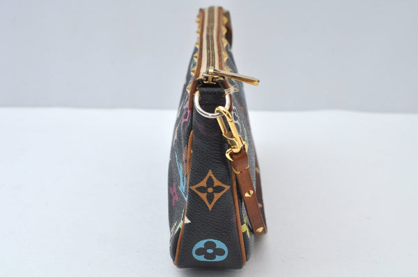 Auth Louis Vuitton Monogram Multicolor Pochette Accessoires Pouch Black 4170H