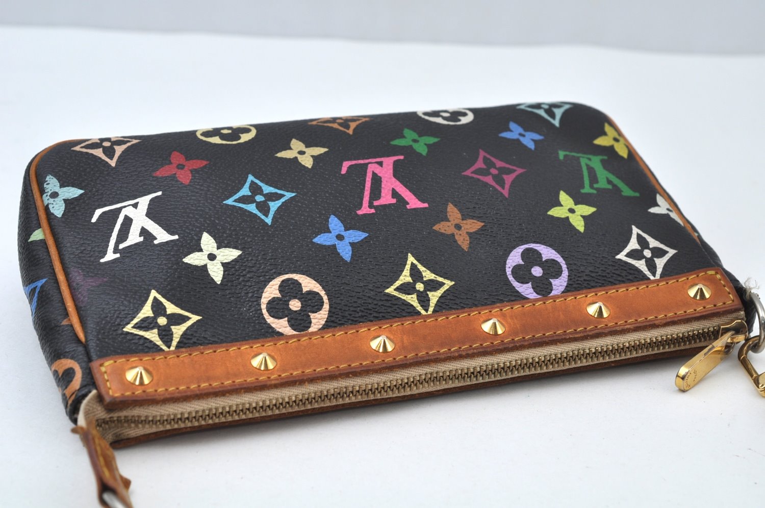 Auth Louis Vuitton Monogram Multicolor Pochette Accessoires Pouch Black 4170H