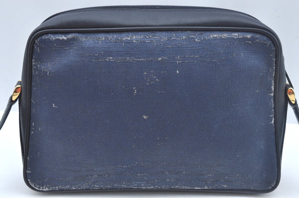 Authentic GUCCI Sherry Line Micro GG Shoulder Bag GG PVC Leather Navy Junk 4170I