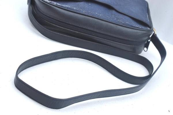 Authentic GUCCI Sherry Line Micro GG Shoulder Bag GG PVC Leather Navy Junk 4170I