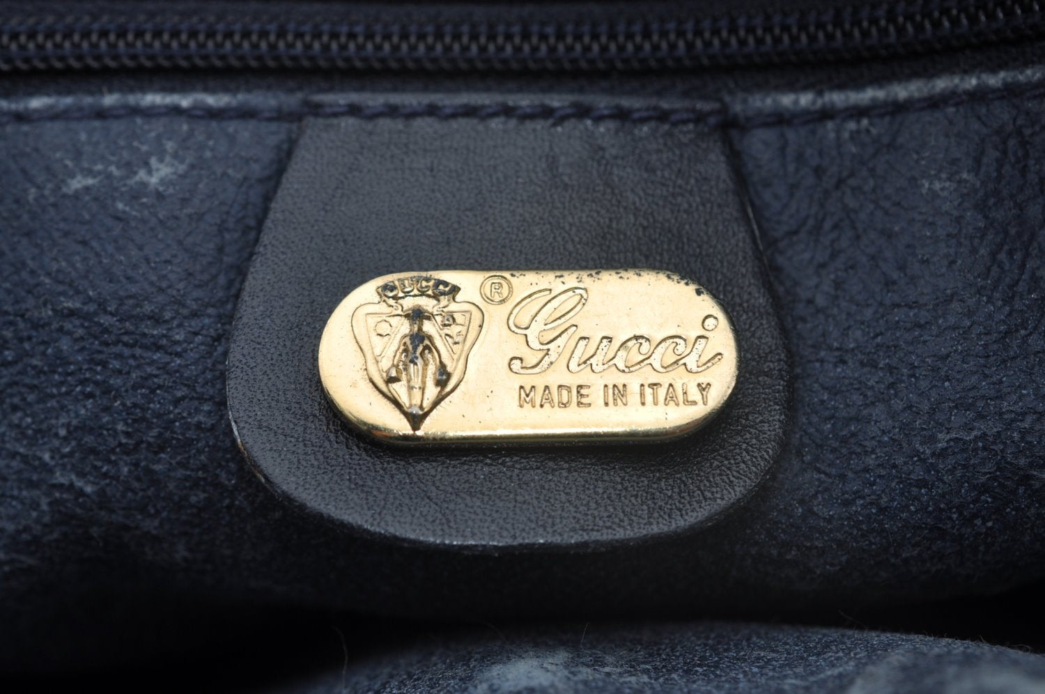 Authentic GUCCI Sherry Line Micro GG Shoulder Bag GG PVC Leather Navy Junk 4170I