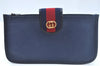 Authentic GUCCI Sherry Line Micro GG Shoulder Bag GG PVC Leather Navy Junk 4170I