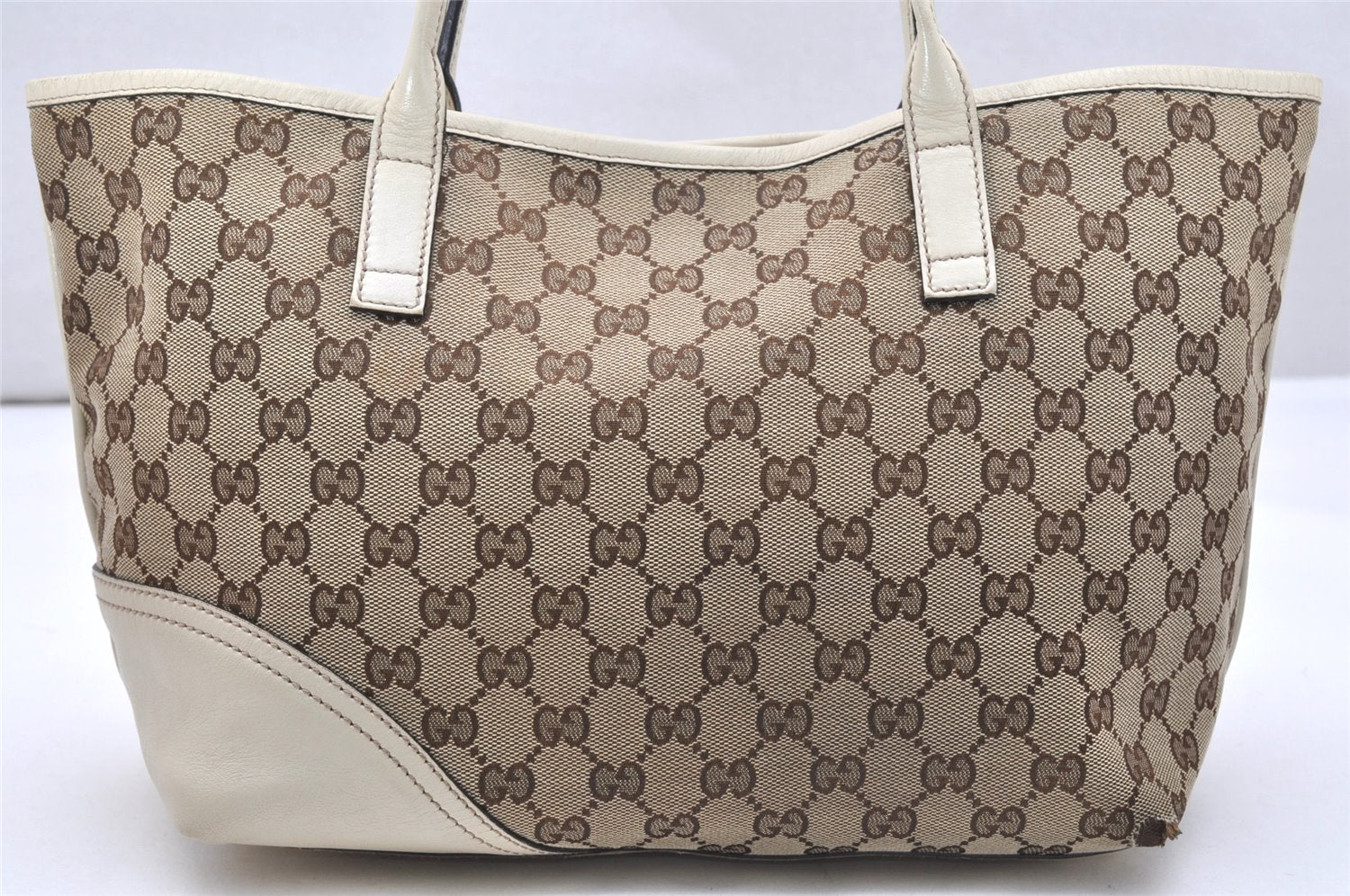 Authentic GUCCI New Britt Shoulder Tote Bag GG Canvas Leather 169946 Brown 4171K
