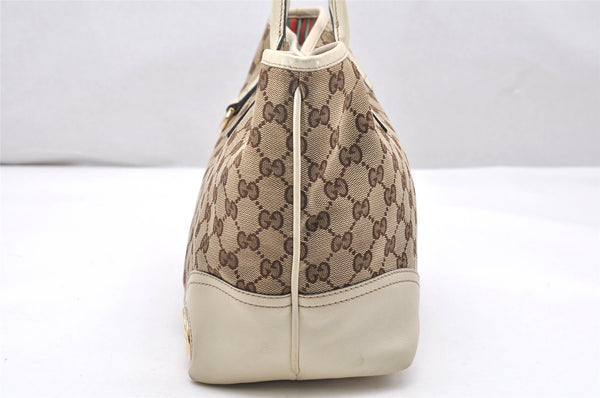 Authentic GUCCI New Britt Shoulder Tote Bag GG Canvas Leather 169946 Brown 4171K