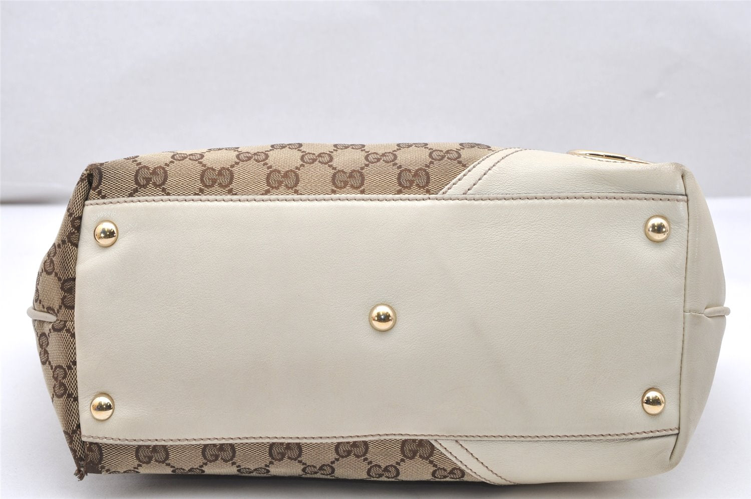 Authentic GUCCI New Britt Shoulder Tote Bag GG Canvas Leather 169946 Brown 4171K