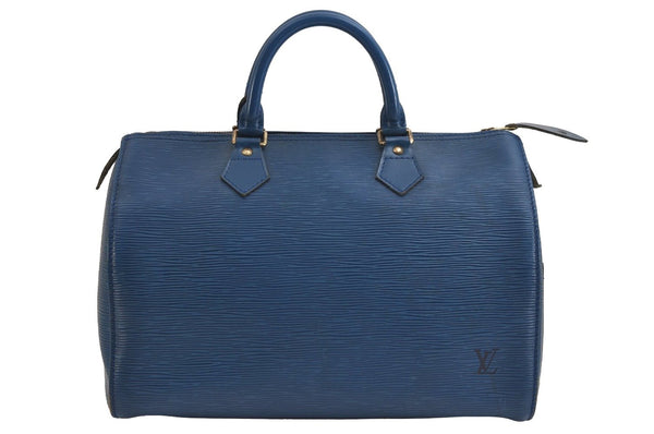 Authentic Louis Vuitton Epi Speedy 30 Hand Boston Bag Blue M43005 LV 4176J