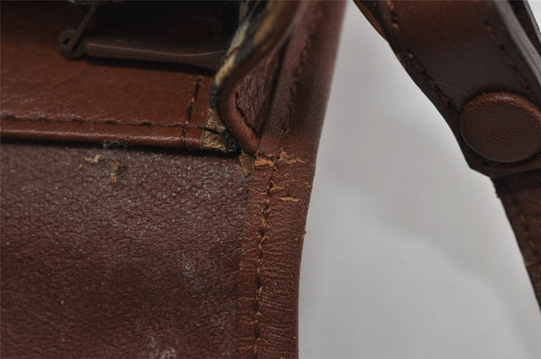 Authentic Burberrys Vintage Leather Shoulder Cross Body Bag Purse Brown 4179I