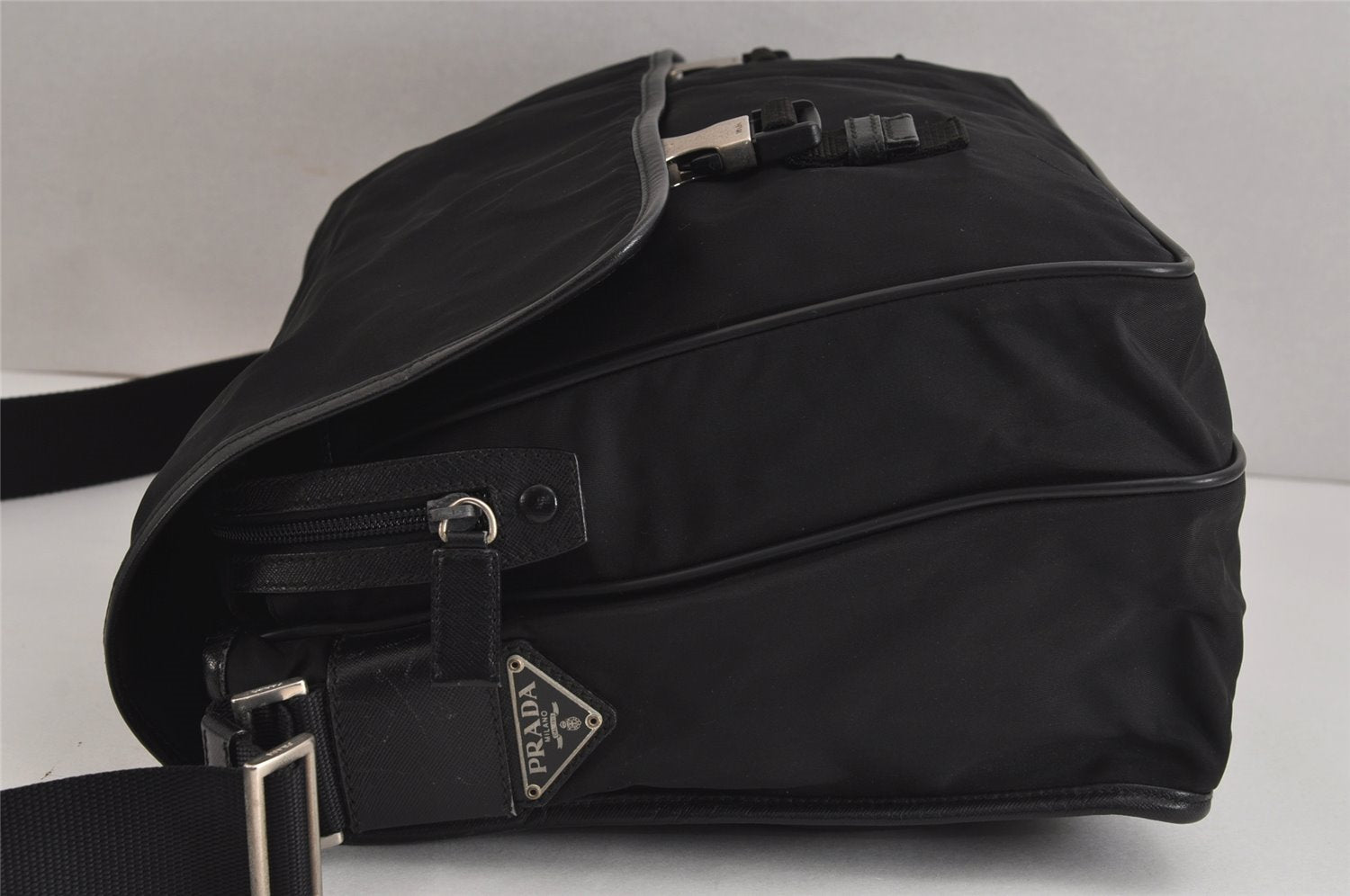 Authentic PRADA Vintage Nylon Tessuto Leather Shoulder Cross Bag Black 4180J