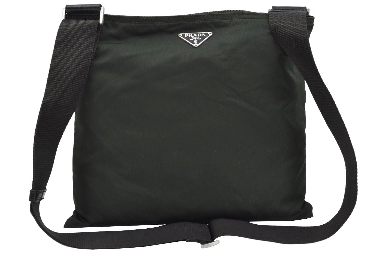 Authentic PRADA Nylon Tessuto Leather Shoulder Cross Bag Purse Green 4181J