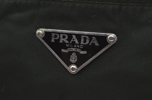 Authentic PRADA Nylon Tessuto Leather Shoulder Cross Bag Purse Green 4181J