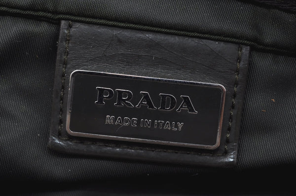 Authentic PRADA Nylon Tessuto Leather Shoulder Cross Bag Purse Green 4181J