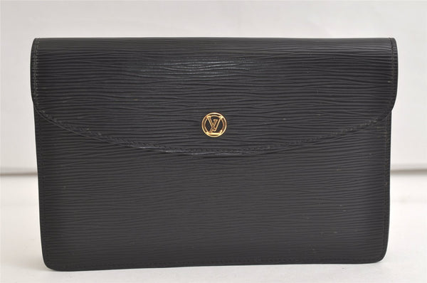Authentic Louis Vuitton Epi Montaigne 23 Clutch Hand Bag Black M52662 LV 4181K