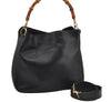 Authentic GUCCI Bamboo 2Way Shoulder Hand Bag Purse Leather Black 4182J