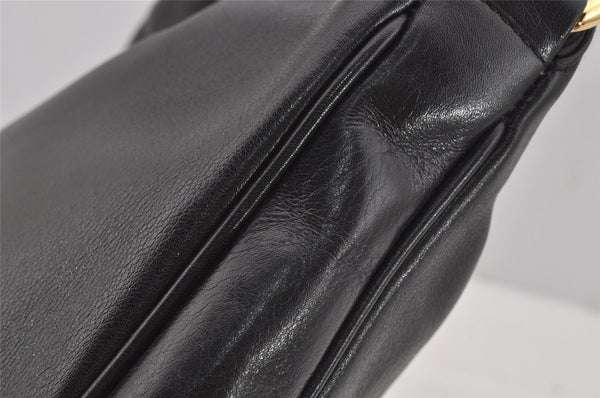 Authentic GUCCI Bamboo 2Way Shoulder Hand Bag Purse Leather Black 4182J