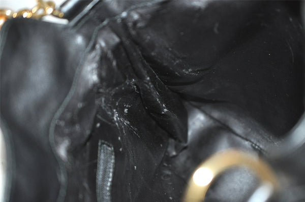 Authentic GUCCI Bamboo 2Way Shoulder Hand Bag Purse Leather Black 4182J