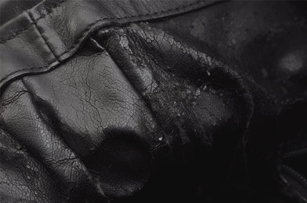 Authentic GUCCI Bamboo 2Way Shoulder Hand Bag Purse Leather Black 4182J