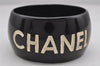 Authentic CHANEL JKC Ripped off by Bangle Bracelet Plastic Black 4183J