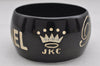 Authentic CHANEL JKC Ripped off by Bangle Bracelet Plastic Black 4183J