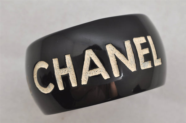 Authentic CHANEL JKC Ripped off by Bangle Bracelet Plastic Black 4183J