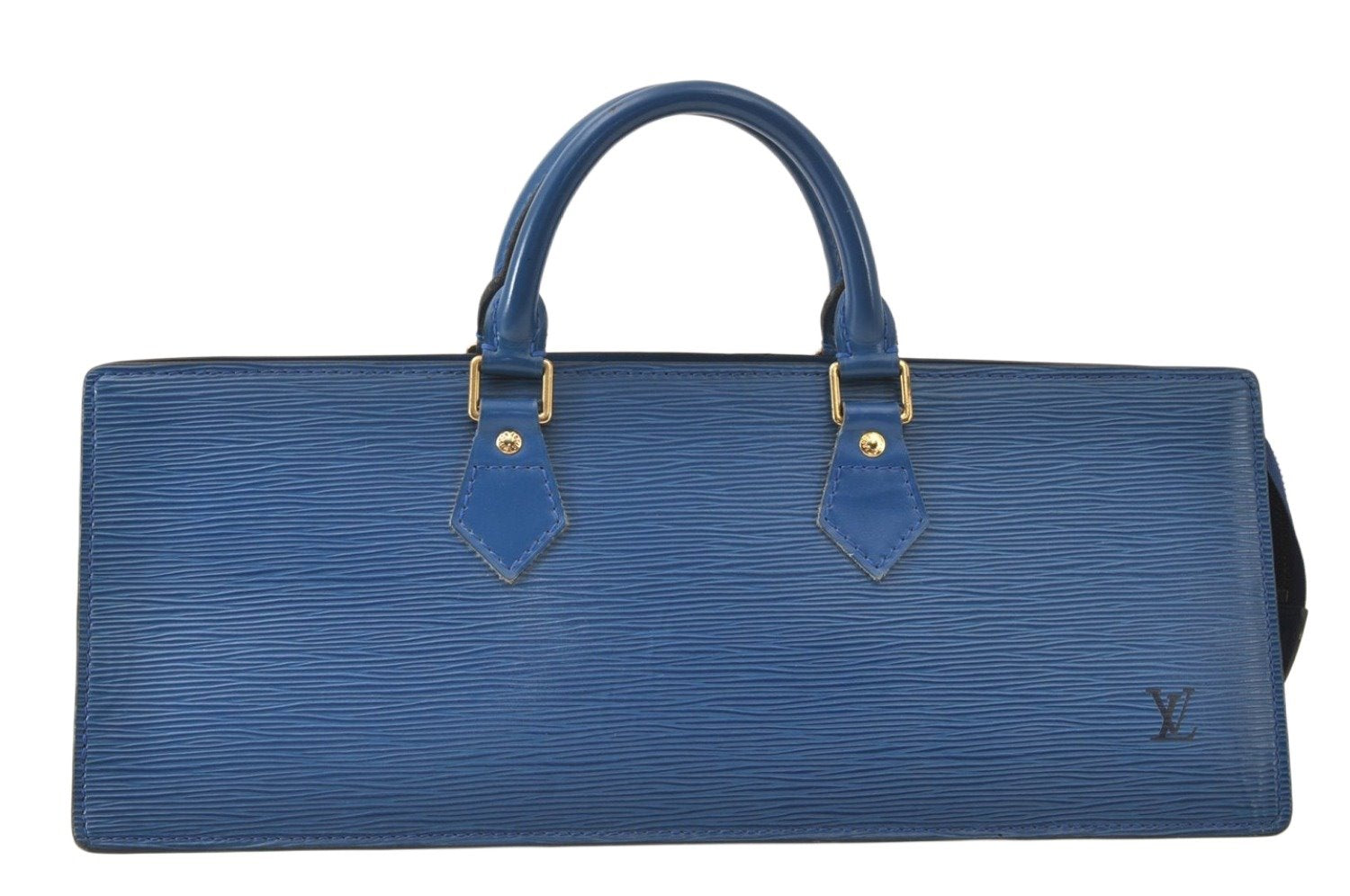 Authentic Louis Vuitton Epi Sac Triangle Hand Bag Blue M52095 LV 4183K
