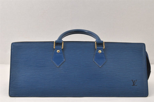 Authentic Louis Vuitton Epi Sac Triangle Hand Bag Blue M52095 LV 4183K