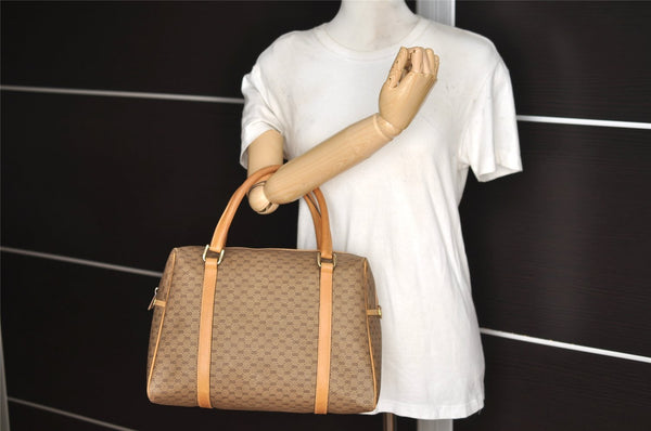 Authentic GUCCI Micro GG PVC Leather 2Way Shoulder Hand Bag Brown 4185I