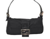 Authentic FENDI Mamma Baguette Shoulder Hand Bag Jersey Leather Black 4187K