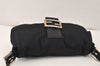 Authentic FENDI Mamma Baguette Shoulder Hand Bag Jersey Leather Black 4187K