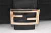 Authentic FENDI Mamma Baguette Shoulder Hand Bag Jersey Leather Black 4187K