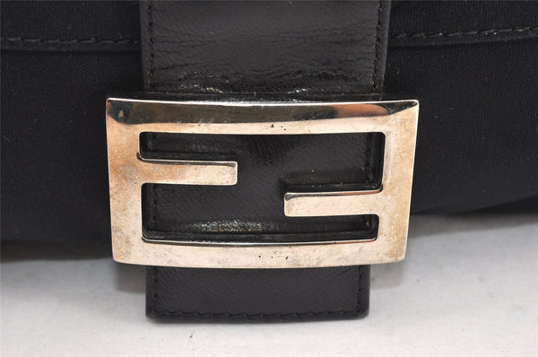 Authentic FENDI Mamma Baguette Shoulder Hand Bag Jersey Leather Black 4187K