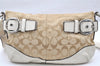 Authentic COACH Signature Shoulder Cross Bag Canvas Leather F17169 Beige 4188K