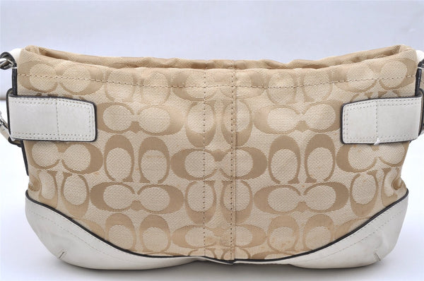 Authentic COACH Signature Shoulder Cross Bag Canvas Leather F17169 Beige 4188K