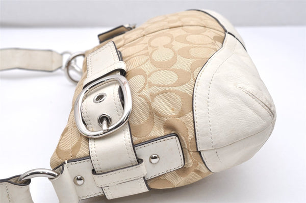 Authentic COACH Signature Shoulder Cross Bag Canvas Leather F17169 Beige 4188K
