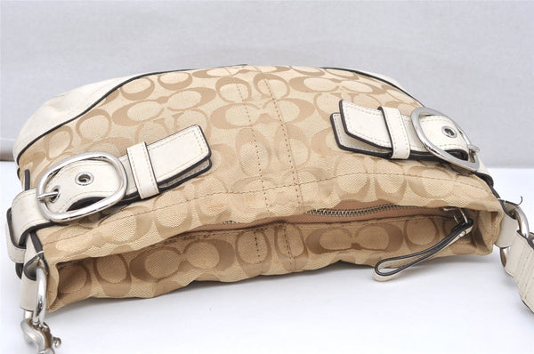 Authentic COACH Signature Shoulder Cross Bag Canvas Leather F17169 Beige 4188K