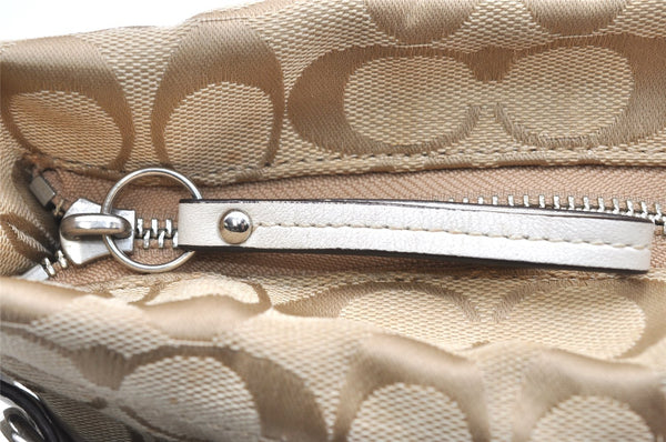 Authentic COACH Signature Shoulder Cross Bag Canvas Leather F17169 Beige 4188K